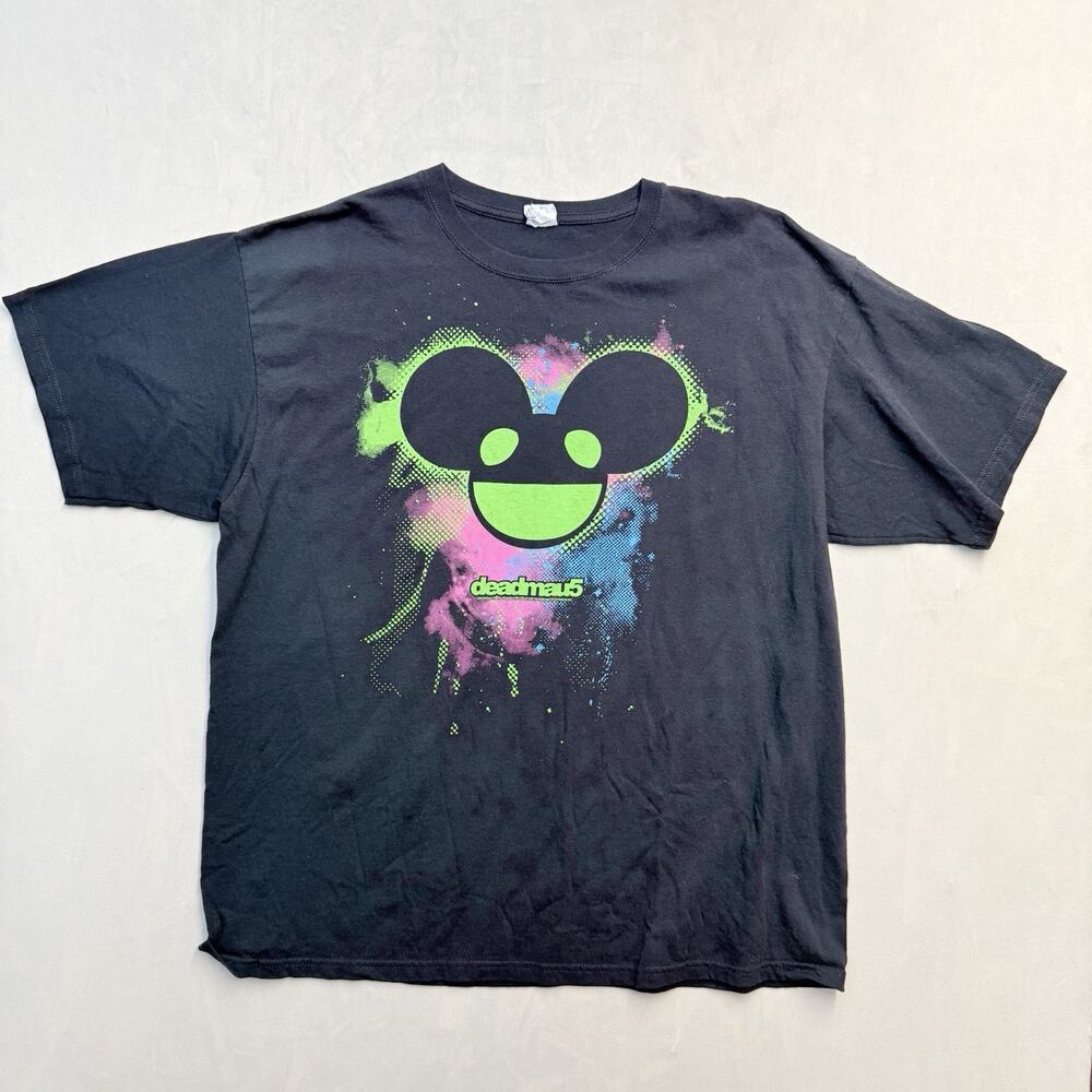 Size 2X Deadmau5 Shirt Mens 2XL Black Neon Mouse Head Graphic DJ Rave EDM Tee
